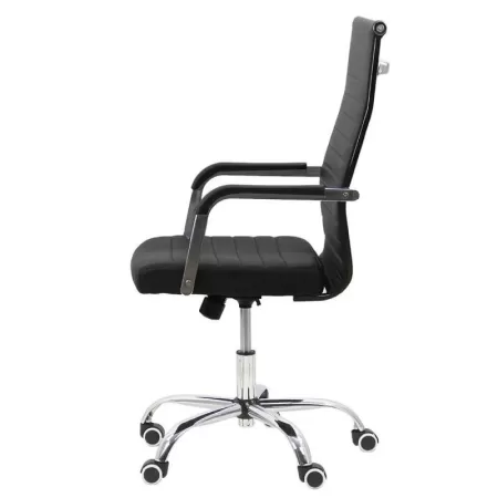Scaun de birou din oțel și piele eco negru OFF319