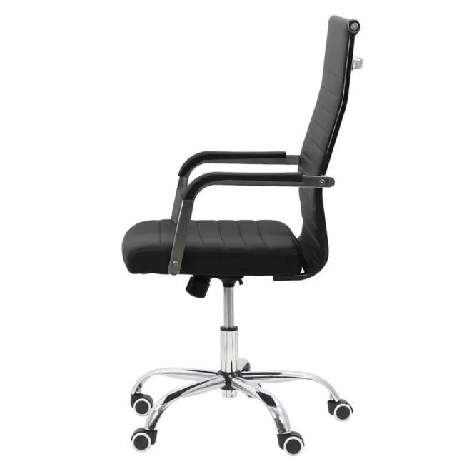 Scaun de birou din oțel și piele eco negru OFF319