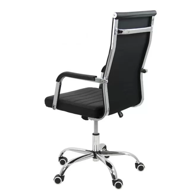 Scaun de birou din oțel și piele eco negru OFF319