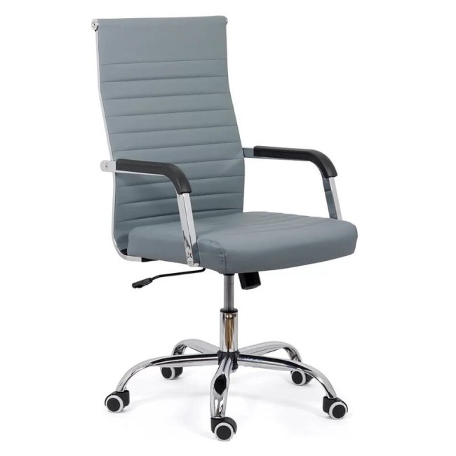 Scaun de birou confecționat din oțel și piele eco gri OFF319