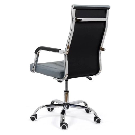 Scaun de birou confecționat din oțel și piele eco gri OFF319 Scaun de birou confecționat din oțel și piele eco gri OFF319