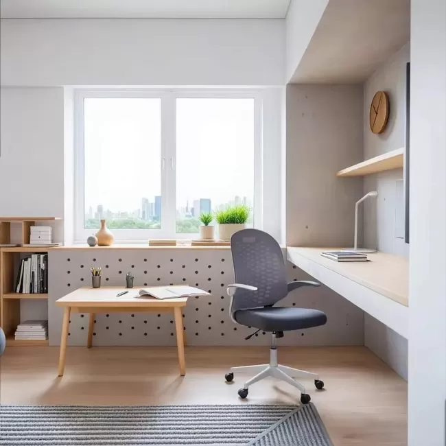 Scaun de birou copii din mesh gri, modern și rotativ OFF 330