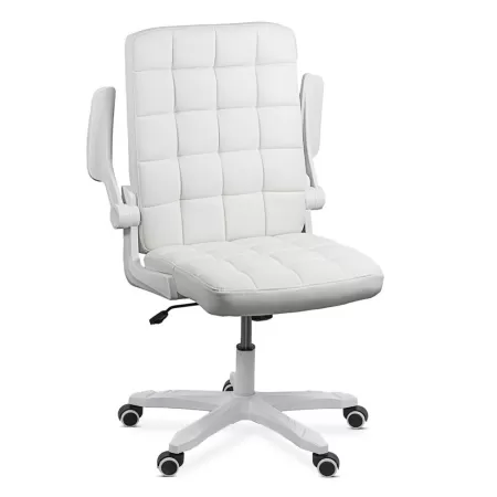 Scaun birou cu brațe rabatabile culoare alb