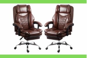 Scaun directorial cu suport picioare din piele maro