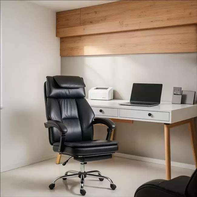 Scaun de birou cu suport picioare OFF 341 negru