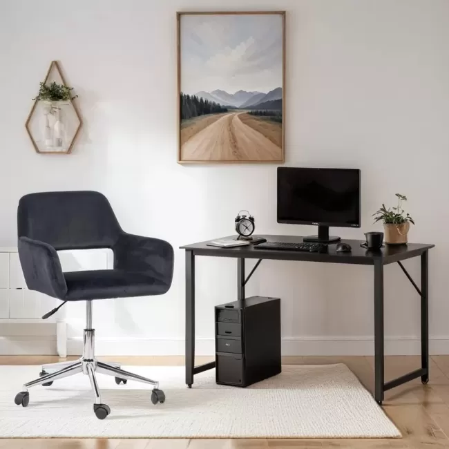 Scaun de birou cu baza metalică tapițat cu, catifea