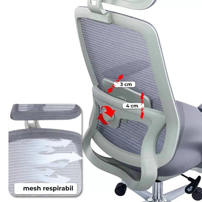 Scaun modern de birou din mesh cu brațe reglabile 3D OFF 403 Gri Scaun modern de birou din mesh cu brațe reglabile 3D OFF 403 Gri