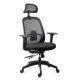 Scaun ergonomic de birou OFF 404 negru, mesh, tetieră și brațe 3D