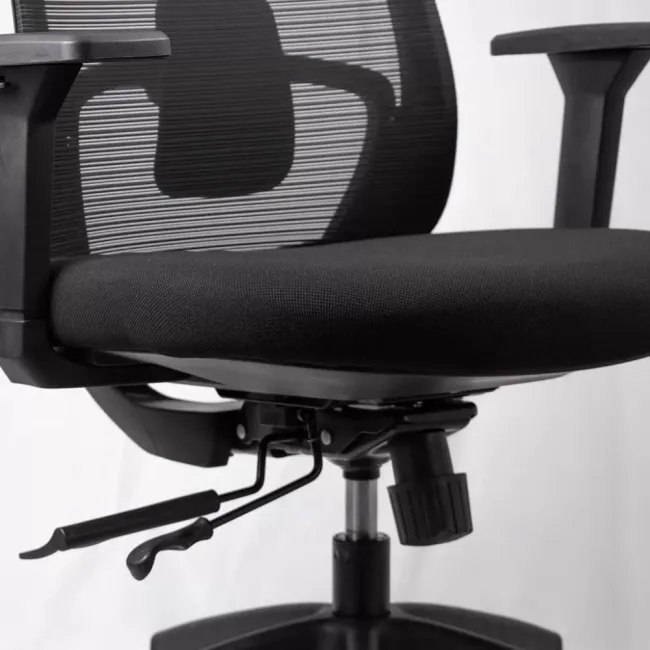 Scaun ergonomic de birou OFF 404 negru, mesh, tetieră și brațe 3D