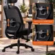 Scaun ergonomic de birou OFF 404 negru, mesh, tetieră și brațe 3D