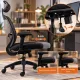 Scaun ergonomic de birou OFF 404 negru, mesh, tetieră și brațe 3D