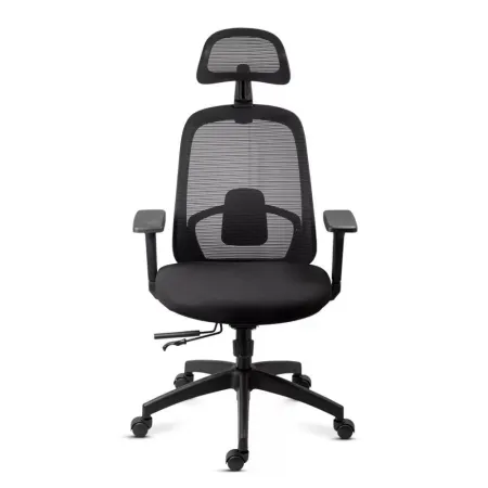 Scaun ergonomic de birou OFF 404 negru, mesh, tetieră și brațe 3D