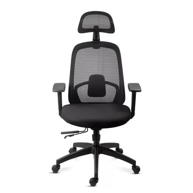 Scaun ergonomic de birou OFF 404 negru, mesh, tetieră și brațe 3D