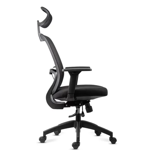 Scaun ergonomic de birou OFF 404 negru, mesh, tetieră și brațe 3D