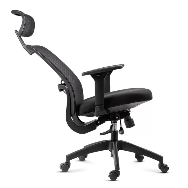Scaun ergonomic de birou OFF 404 negru, mesh, tetieră și brațe 3D