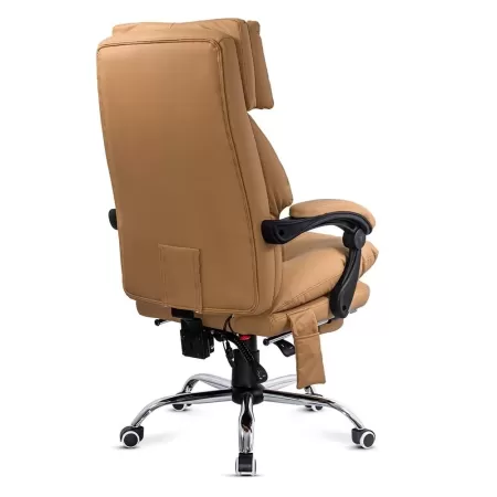 Scaun de birou cu masaj și încălzire OFF 414 Bej – Piele ecologică, ergonomic, suport 150 kg