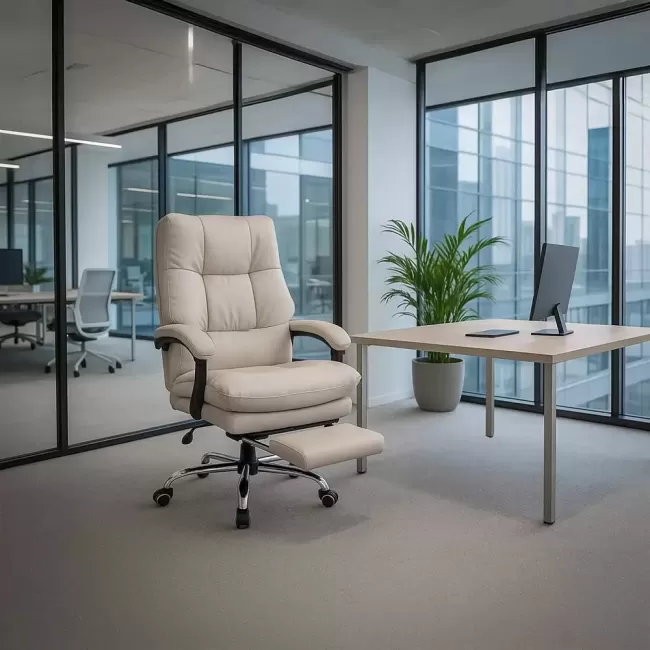 Scaun directorial, elegant și rezistent cu suport de picioare Office 417 Bej