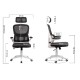 Scaun ergonomic pentru birou cu suport lombar și brațe rabatabile OFF 432 gri