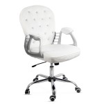 Scaun de birou din catifea reglabil OFF 437 Alb