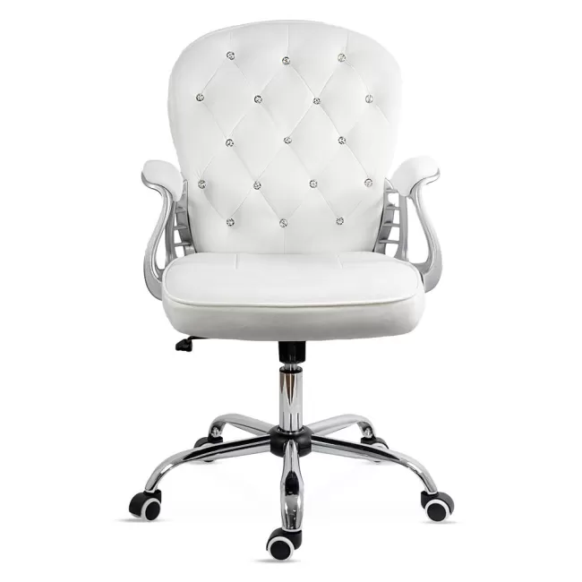 Scaun de birou din catifea reglabil OFF 437 alb