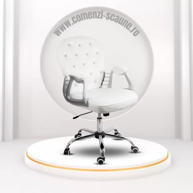 Scaun de birou din catifea reglabil OFF 437 alb