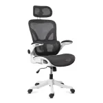 Scaun ergonomic de birou OFF 440 alb, mesh negru, suport lombar reglabil