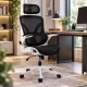 Scaun ergonomic de birou OFF 440 alb, mesh negru, suport lombar reglabil