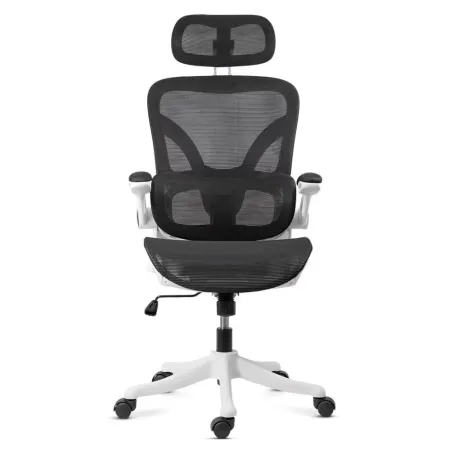 Scaun ergonomic de birou OFF 440 alb, mesh negru, suport lombar reglabil