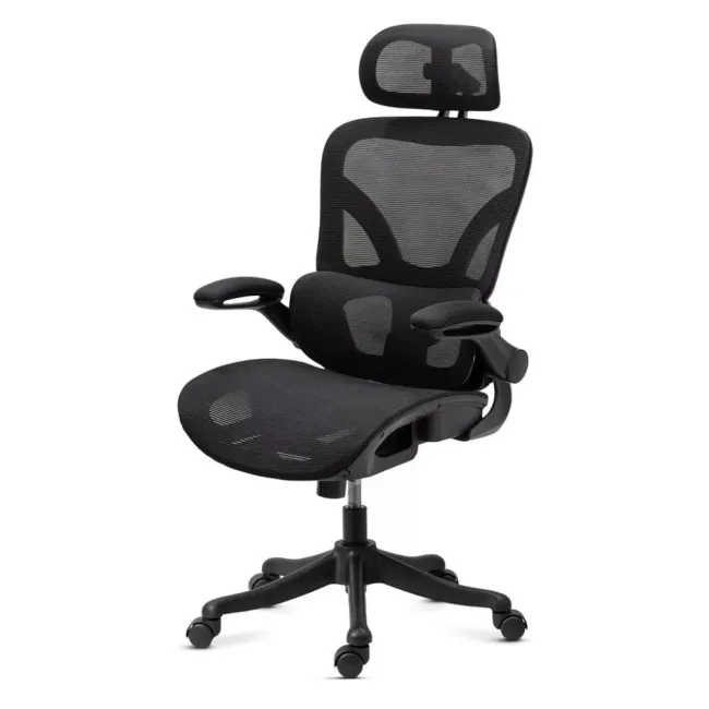 Scaun ergonomic de birou OFF 440 negru, mesh, suport lombar reglabil