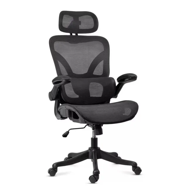 Scaun ergonomic de birou OFF 440 negru, mesh, suport lombar reglabil