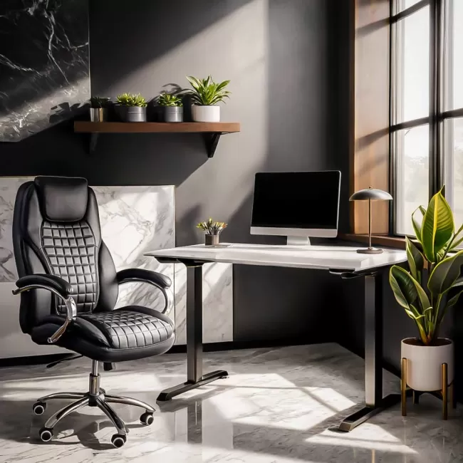 Scaun de birou directorial reglabil și rotativ din piele eco OFF 633