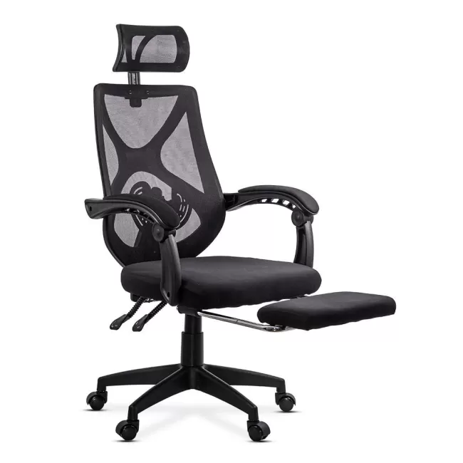 Scaun de birou cu suport picioare OFF 636 negru