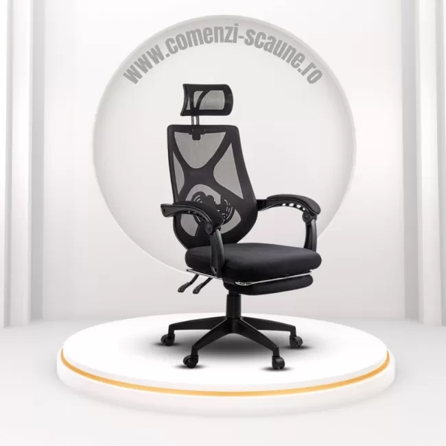 Scaun de birou cu suport picioare OFF 636 negru