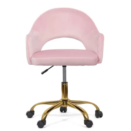Scaun din catifea cu baza aurie OFF 640 roz