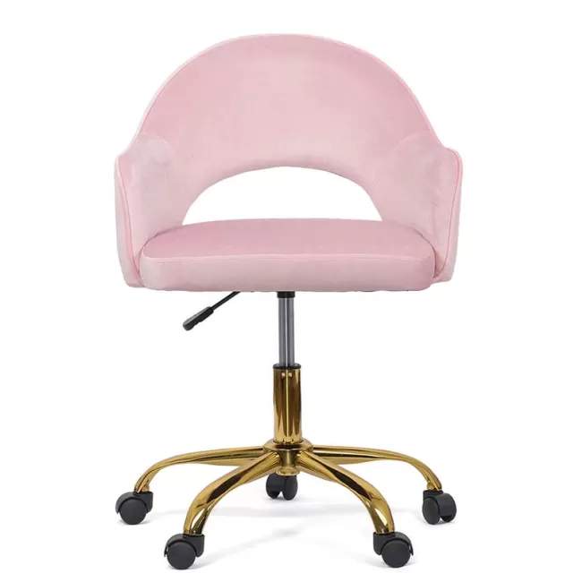 Scaun din catifea cu baza aurie OFF 640 roz