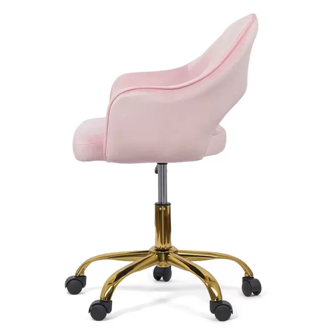 Scaun din catifea cu baza aurie OFF 640 roz