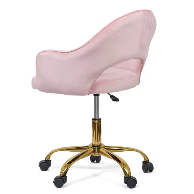 Scaun din catifea cu baza aurie OFF 640 roz