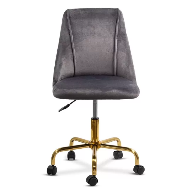 Scaune de birou elegante din catifea și bază aurie OFF 642