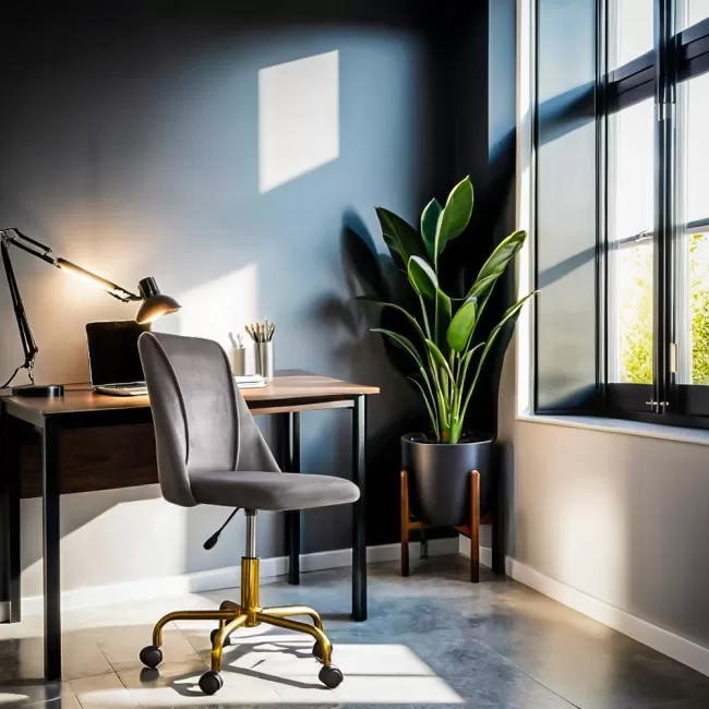 Scaune de birou elegante din catifea și bază aurie OFF 642 Gri