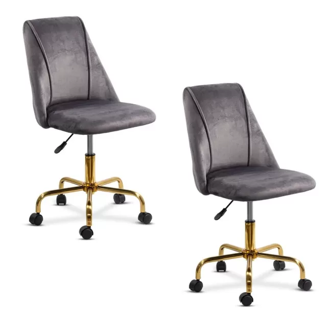 Scaune de birou elegante din catifea și bază aurie OFF 642 Gri
