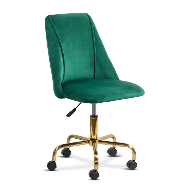 Scaune de birou elegante din catifea și bază aurie OFF 642 Verde