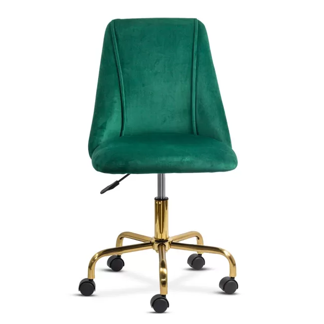Scaune de birou elegante din catifea și bază aurie OFF 642 Verde