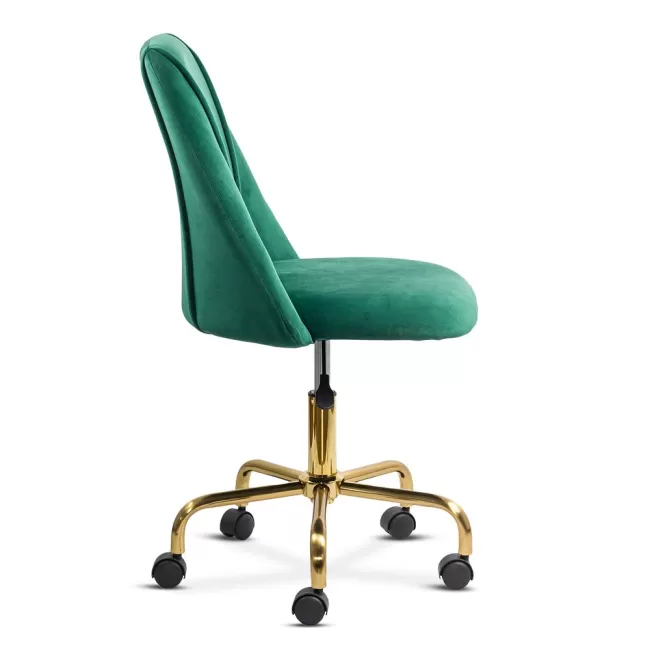 Scaune de birou elegante din catifea și bază aurie OFF 642 Verde