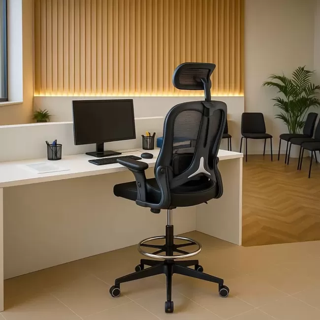 Scaun birou din mesh cu suport picioare reglabil OFF 650 Negru