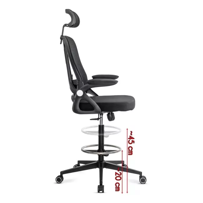 Scaun birou din mesh cu suport picioare reglabil OFF 650 Negru