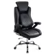 Scaun directorial negru Office 651 din piele ecologica cu suport lombar și tetieră reglabilă