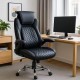 Scaun directorial negru Office 651 din piele ecologica cu suport lombar și tetieră reglabilă Scaun directorial negru Office 651 din piele ecologica cu suport lombar și tetieră reglabilă