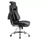 Scaun directorial negru Office 651 din piele ecologica cu suport lombar și tetieră reglabilă