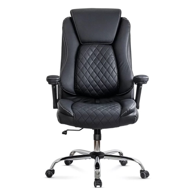 Scaun directorial negru Office 651 din piele ecologica cu suport lombar și tetieră reglabilă Scaun directorial negru Office 651 din piele ecologica cu suport lombar și tetieră reglabilă