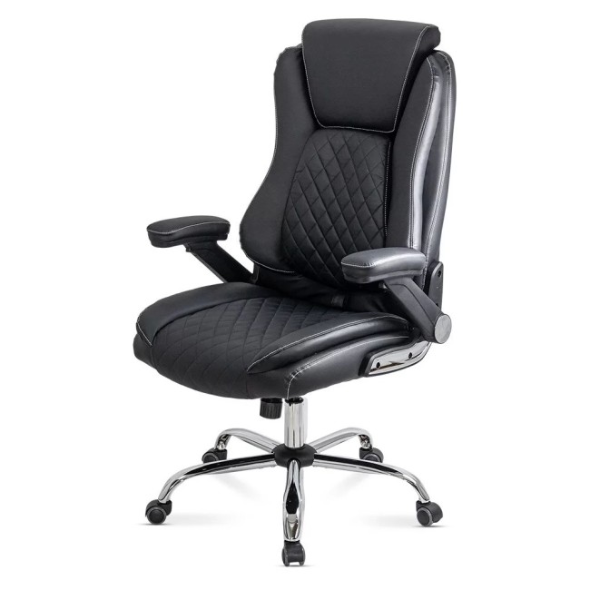 Scaun directorial negru Office 651 din piele ecologica cu suport lombar și tetieră reglabilă Scaun directorial negru Office 651 din piele ecologica cu suport lombar și tetieră reglabilă